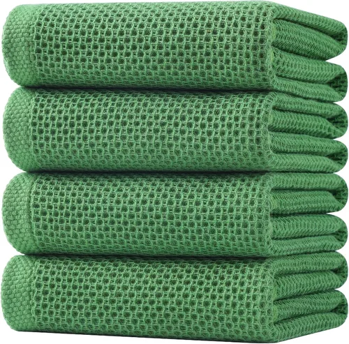Miniatura 110 de Homaxy Paños de cocina de 100% algodón con tejido de gofre, ultra suaves, absorbentes, de secado rápido, 12 x 12 pulgadas, paquete de 6, amarillo