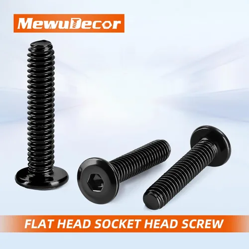 Miniatura 3 de Tornillos avellanados de cabeza plana M8-0.049 x 1.575 in para muebles, silla, mesa, escritorio, cuna, acero al carbono, óxido negro, totalmente