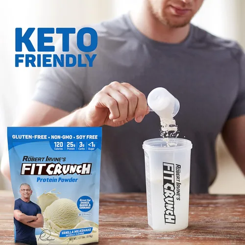 Miniatura 4 de Fitcrunch Mezcla triple de proteínas Diseñado por Robert Irvine Con tecnología Mixability, libre de gluten, soya y sin OMG, Vainilla, 1