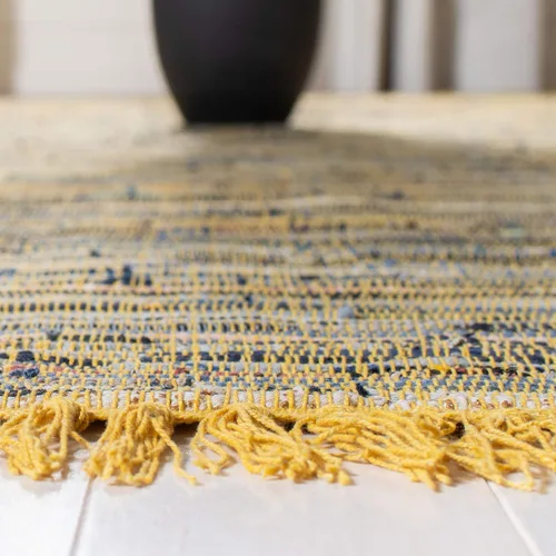 Miniatura 5 de Safavieh Rag Collection RAR127B - Alfombra de algodón tejida a mano, color azul y multicolor, Algodón, Amarillo/Multi