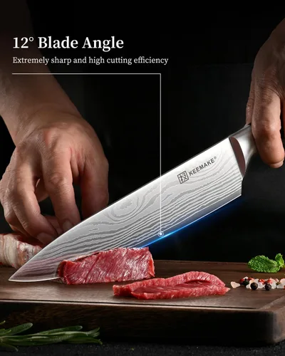 Miniatura 3 de KEEMAKE Juego de cuchillos de cocina, 3 piezas de cuchillos de chef profesionales con acero inoxidable de alto carbono, juego de cuchillos de cocina