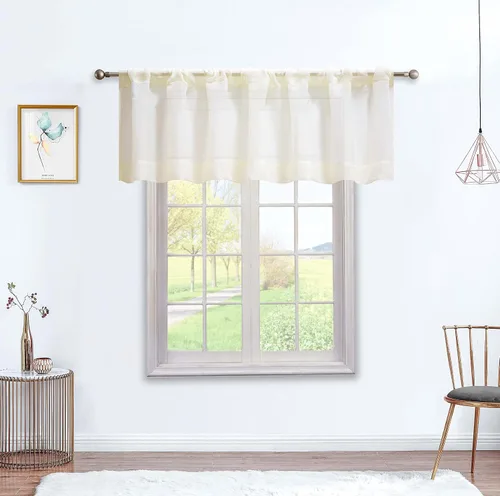 Miniatura 9 de July Joy Cortinas traslúcidas con textura de niveles blancos para cocina, cortinas semitransparentes con bolsillo para barra, cortinas pequeñas
