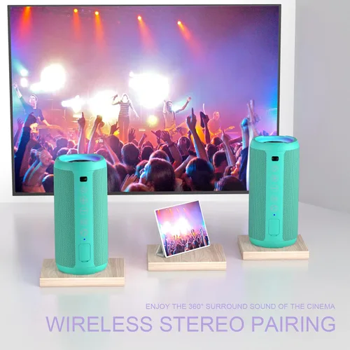 Miniatura 3 de Ortizan - Parlante Bluetooth 5.3, inalámbrico, impermeable IPX7, sonido estéreo de 24 W, graves profundos, luces RGB, emparejamiento doble, 30 horas