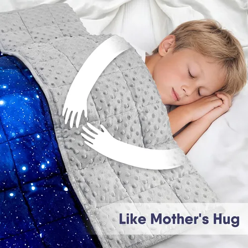 Miniatura 5 de Solfres Manta pesada de 5 libras, 36 x 48 pulgadas, manta pesada de impresión de 5 libras para niños y adolescentes, ultra suave y acogedora