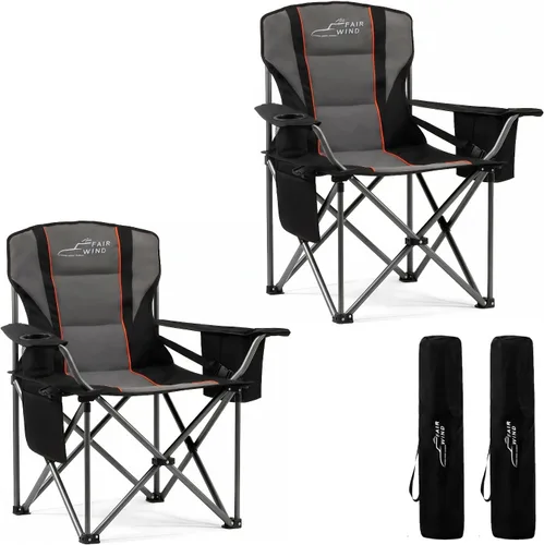Miniatura 11 de FAIR WIND Silla de camping acolchada de gran tamaño con reposapiés, juego de taburetes, soporte resistente, soporta 300 libras, bolsa de negro