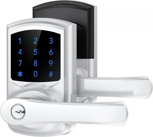Signstek Entrada sin Llave, Cerradura de Puerta Digital Smartcode para Puerta Principal, Cerradura de Puerta con Teclado con Manija y Llave de