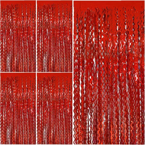 Miniatura 25 de Cortinas de Flecos de Aluminio con Serpentinas Negras para Telón de Fondo de Fiesta Serpentinas de Aluminio para Decoraciones de Cumpleaños