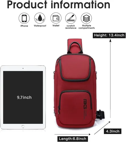 Miniatura 5 de BANGE Sling Bag, Waterproof Men's Chest Bag Shoulder bags Crossbody Sling Backpack for Men