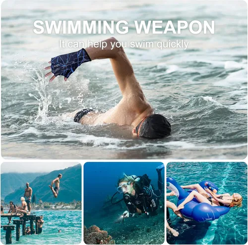 Miniatura 4 de Guantes de natación de nailon, guantes de natación acuática, guantes de malla para entrenamiento acuático, manos palmeadas a mano, aletas, guantes