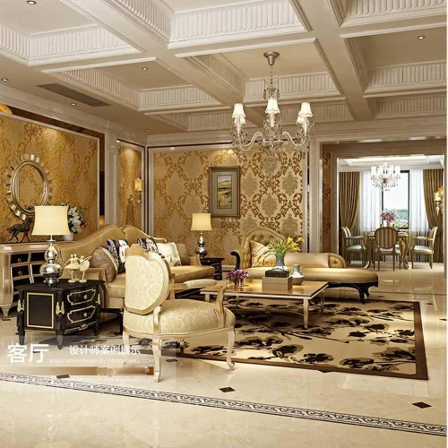 Miniatura 3 de QIHANG Color no tejido 1.7 ft*32.8 ft=5.3㎡ del oro del rollo del papel pintado del polvo de la perla del damasco del estilo europeo 3D Pearl