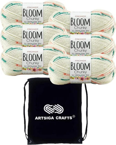 Premier Yarns Bloom Chunky Gerbera 1114-21 - Hilo acrílico grueso y voluminoso #5 (6 madejas, el mismo lote de tinte) para ganchillo y tejer, con