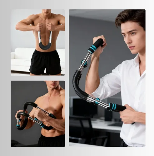 Miniatura 8 de PROIRON Entrenador de brazo Twister, barra de entrenamiento de resorte ajustable, equipo de entrenamiento de pecho de tríceps de antebrazo,