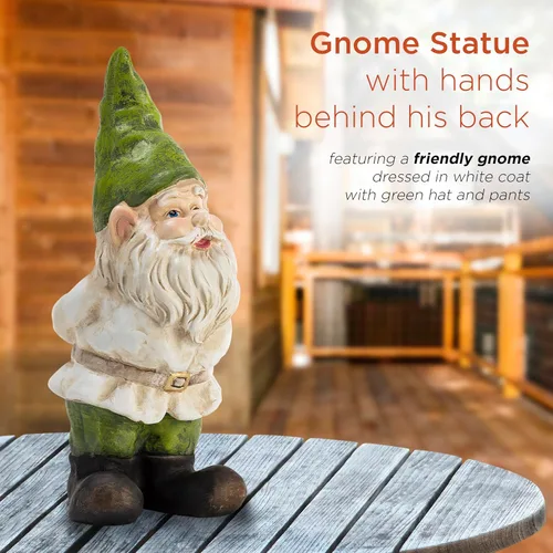 Miniatura 4 de Alpine Corporation Estatua Decorativa de Gnomo de Jardín Tradicional para Exteriores de 12 Pulgadas de Alto para Patio Gnomo de jardín tradicional
