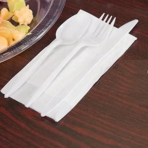 Juego de utensilios envueltos individualmente de peso medio, ideal para picnic, barbacoa, suministros de fiesta, restaurante, viaje y campamento