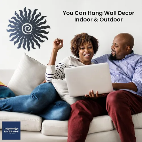 Miniatura 3 de Riverside Designs Sunburst - Arte de pared de metal para decoración al aire libre, resistente e impermeable, fabricado en Estados Unidos