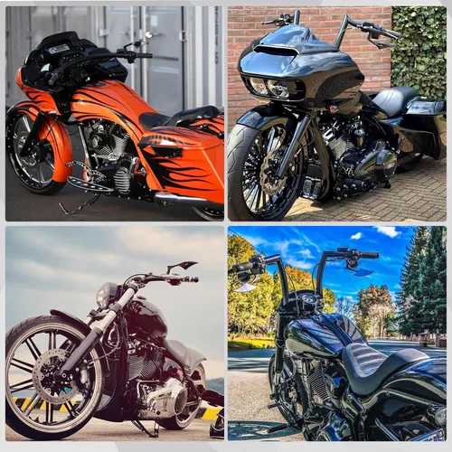 Miniatura 7 de 8 mm 10 mm Espejos retrovisores laterales negros para motocicletas Blade Compatibles con Harley Sportster Custom Iron 883 Road King Street Softail