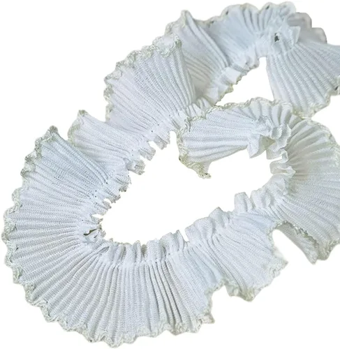 Miniatura 15 de Cinta de gasa plisada de 1 yarda x 1.2 in, ribete de volantes para bricolaje, apliques de costura, borde rosa + negro