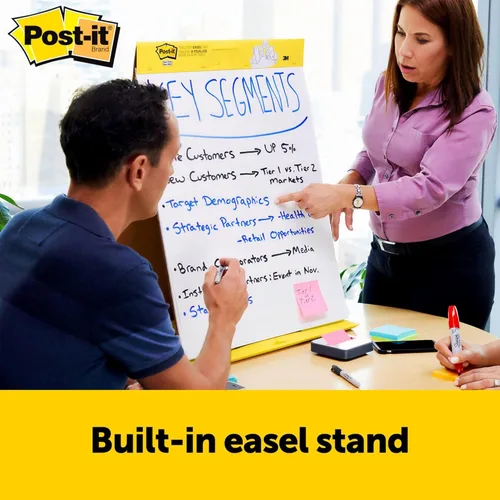 Miniatura 2 de Post-it Almohadilla de caballete de mesa portátil súper pegajosa con panel de borrado en seco, ideal para profesores y estudiantes virtuales, 20 x