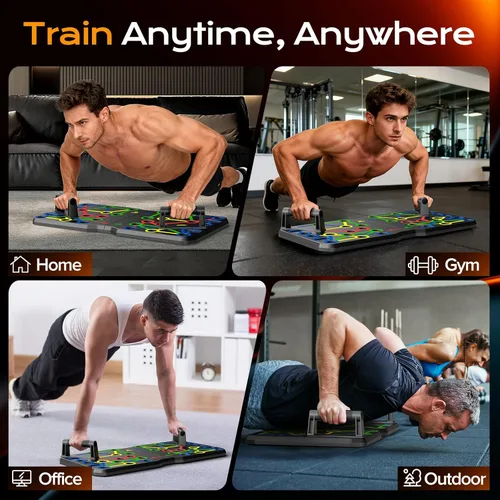 Miniatura 4 de AERLANG Tabla de flexiones extra grande de 26.2 x 13.8 pulgadas, juego de entrenamiento portátil 30 en 1 para flexiones, soportes de flexión Multi
