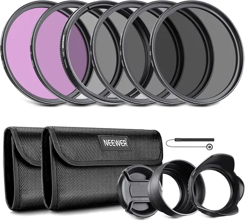 Miniatura 13 de NEEWER Kit de filtro de lente de 1.457 in: UV, CPL, FLD, ND2, ND4, ND8, parasol y tapa de lente compatible con cámaras réflex digitales Canon Nikon