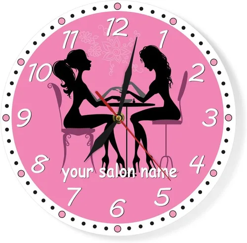 The Geeky Days Reloj de pared personalizado para salón de manicura, salón de uñas, spa, silencio, cuarzo, obras de arte, pedicura, arte de uñas,