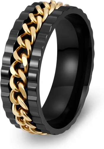 Miniatura 14 de Anillos giratorios para hombres y mujeres, anillos de ansiedad para hombres, anillos de cadena para adultos, anillos de titanio y acero Negro azul