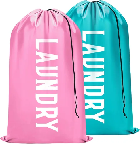 Miniatura 10 de Paquete de 2 bolsas de lavandería de viaje XL, organizador de ropa sucia lavable a máquina, lo suficientemente grande como para contener 4 cargas