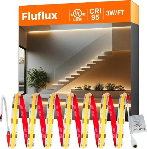 Miniatura 14 de Tira de luces LED COB 2700K, cinta de luz flexible premium de 24V CC con fuerte cinta VHB de 3M, CRI 95, certificación UL, cortable, regulable