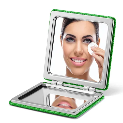 Miniatura 45 de Omiro - Espejo compacto, cuero PU clásico. Ampliación 1x/3x, ultra portátil para el bolsillo, ideal para bolsos y viajes (negro)