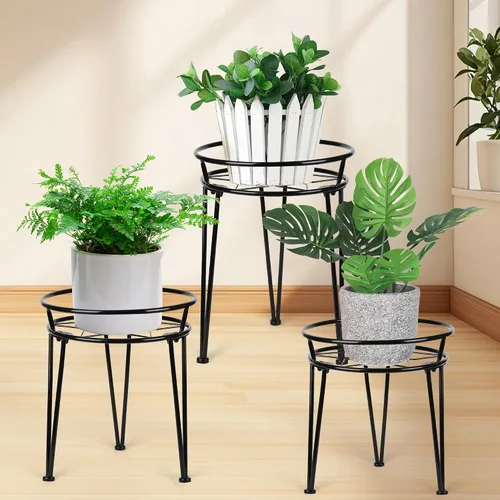 Soporte de metal para plantas, soporte para plantas interiores y exteriores, flores metálicas inoxidables, soportes para plantas urbanas y rústicas