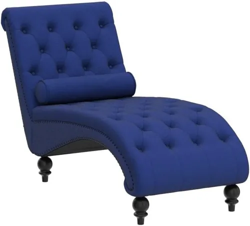 Miniatura 4 de Moderna tumbona de terciopelo para interiores con ribete de cabeza de clavo, sillón sin brazos con botones para interior con almohada lumbar y 4