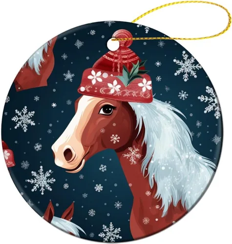 Miniatura 9 de Adorno de animales de granja, cerdo, adornos para árbol de Navidad, animales de granja para niños y niñas, decoración redonda de cerámica