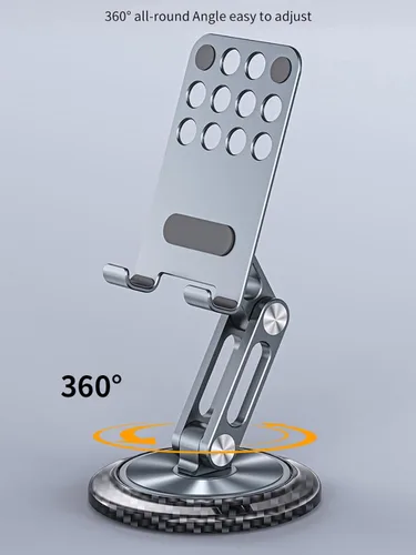 Miniatura 4 de Aluminum Foldable Phone Stand for Desk with Carbon Steel Base, Fully Adjustable Foldable Desktop Phone Holder Cradle Dock Compatible with iPhone