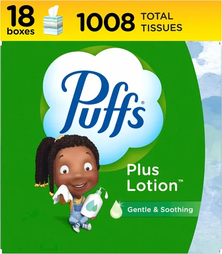 Miniatura 13 de Puffs Plus Loción Facial Tissue, 1 caja de cubo, 48 pañuelos por caja