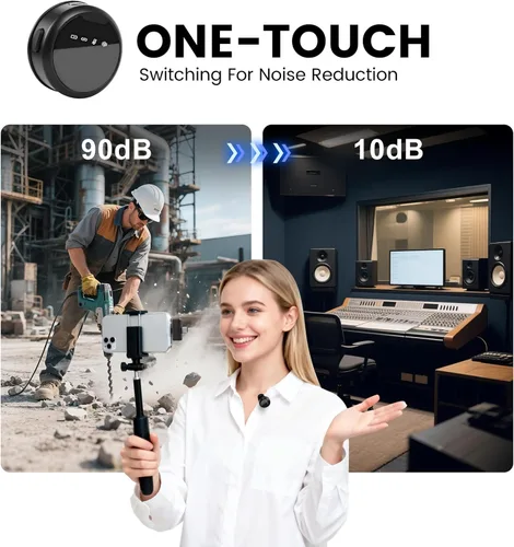 Miniatura 2 de Micrófonos Lavalier inalámbricos para iPhone/Android/iPad, mini micrófonos con reducción de ruido, 2.4 GHz, clip magnético, micrófonos de solapa