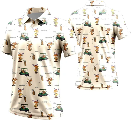 Miniatura 115 de Camisa de golf de los años 80 para hombre, ajuste seco, manga corta, estampada, divertidas, camisas de golf de los años 90 para hombre