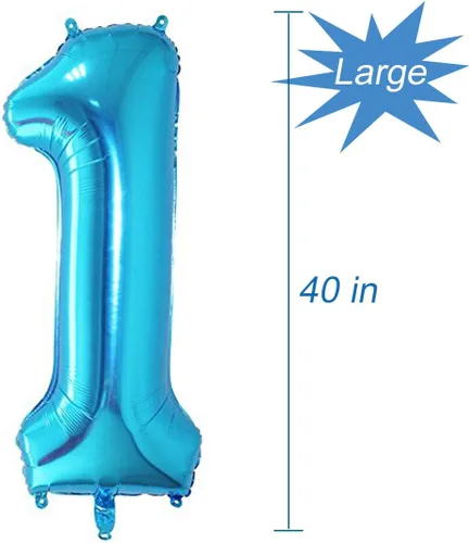 Miniatura 3 de Globo del número 3, globos de papel de aluminio con helio, decoraciones de fiesta infantil de 3º cumpleaños para niños, color azul, 40 pulgadas