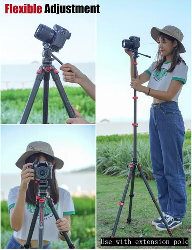 Miniatura 6 de IFOOTAGE Gazelle TA3B+Komodo K3 trípode de aluminio para cámara con cabezal fluido, trípode de viaje portátil, para fotografía profesional, creación