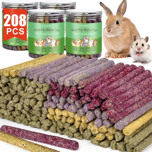 Miniatura 14 de VESPRO Juguetes para conejos, 21 piezas de juguetes masticables para conejos para dientes, golosinas naturales para conejillos de indias, palitos