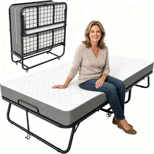 Miniatura 10 de INTERGREAT Cama plegable con colchón, cama plegable portátil de 75.2 x 31.5 pulgadas para adultos, cama plegable con colchón de 5 pulgadas