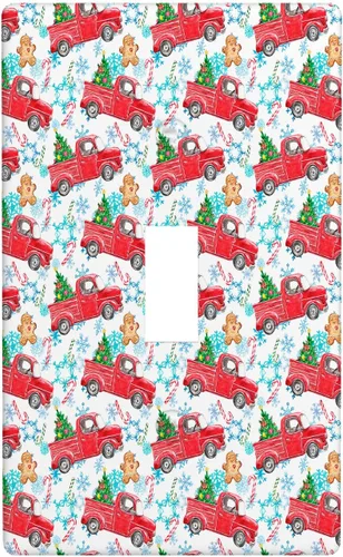 Miniatura 8 de Cubierta de interruptor de luz dúplex de 1 banda, cubierta decorativa de Navidad con copos de nieve rojos, placa frontal decorativa para cocina