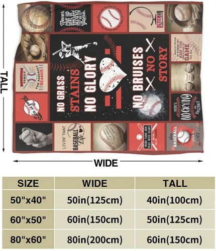 Miniatura 4 de Manta de Béisbol Regalo de Béisbol para Niños Suave Cálida Decoración de Béisbol Deportiva Manta de Sofá de Vellón Polar Felpa Esponjosa Ligera