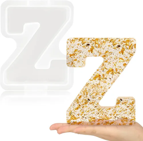Miniatura 13 de Gartful Moldes de letras grandes de 7 pulgadas para resina, molde de resina epoxi del alfabeto mayúscula 3D J mayúscula, moldes de letras de resina