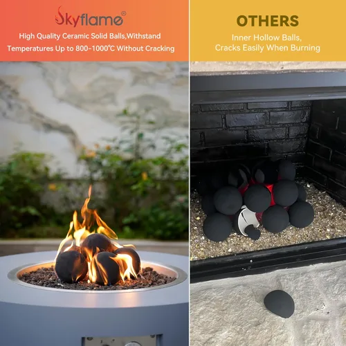 Miniatura 3 de Skyflame Bolas de chimenea de 2" para chimenea de gas, juego de 25 bolas redondas de cerámica para fogatas/chimeneas de interior/exterior, accesorio