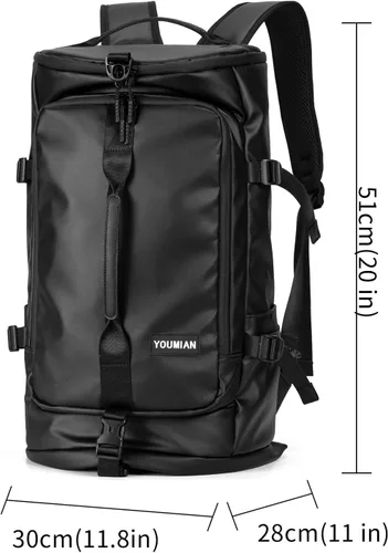Miniatura 3 de Bolsa de lona con compartimento para zapatos, mochila de viaje para hombres y mujeres, impermeable para gimnasio, casco de motocicleta (negro)