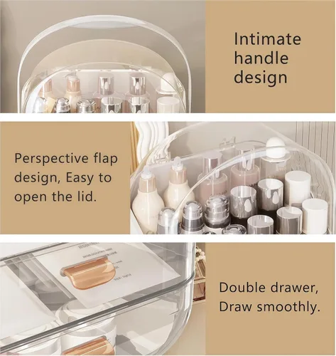 Miniatura 4 de Organizadores de maquillaje para tocador, organizadores de cuidado de la piel, vitrinas de cosméticos con cubierta transparente, regalo para niñas