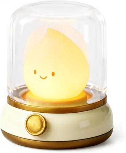 Luz nocturna sonriente para la hora de acostarse, lámpara de lectura pequeña portátil recargable, regulable, temporizador, luz linda para niños,