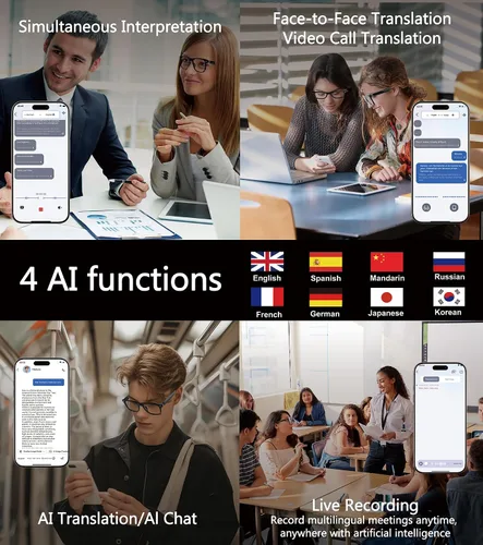 Miniatura 3 de Lentes inteligentes AI, lentes Bluetooth multifuncionales para hombres y mujeres, dispositivo de traductor de 116 idiomas y acentos, filtro de luz