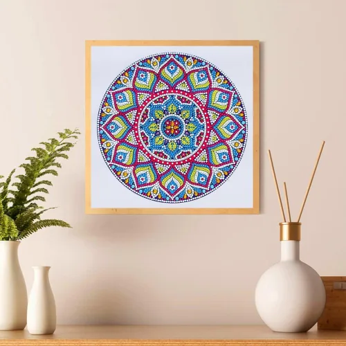 Miniatura 4 de LUSandy Kit de pintura de diamantes de mandala colorido 5D para adultos, taladro parcial, pintura de diamantes de mandala luminosa