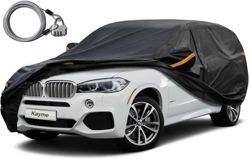 Miniatura 14 de Kayme Funda impermeable para automóvil sedán, para todo tipo de clima, con cerradura y cremallera, protección contra la lluvia solar UV al aire